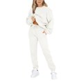 thumbnail image 1 of Innerwin Two Piece Outfit Drawstring Women Jogger Set Sports Long Sleeve Beam Foot Sweatsuits White XL, 1 of 7