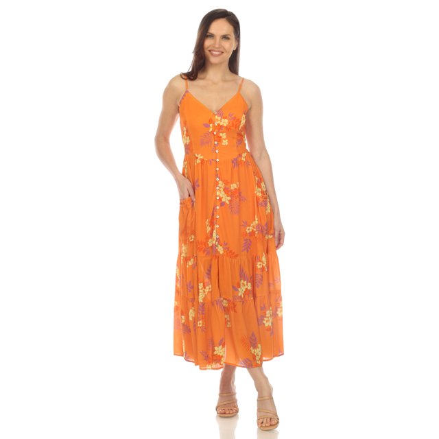 White Mark Robe Maxi à Imprimé Floral à Col en V pour Femmes
