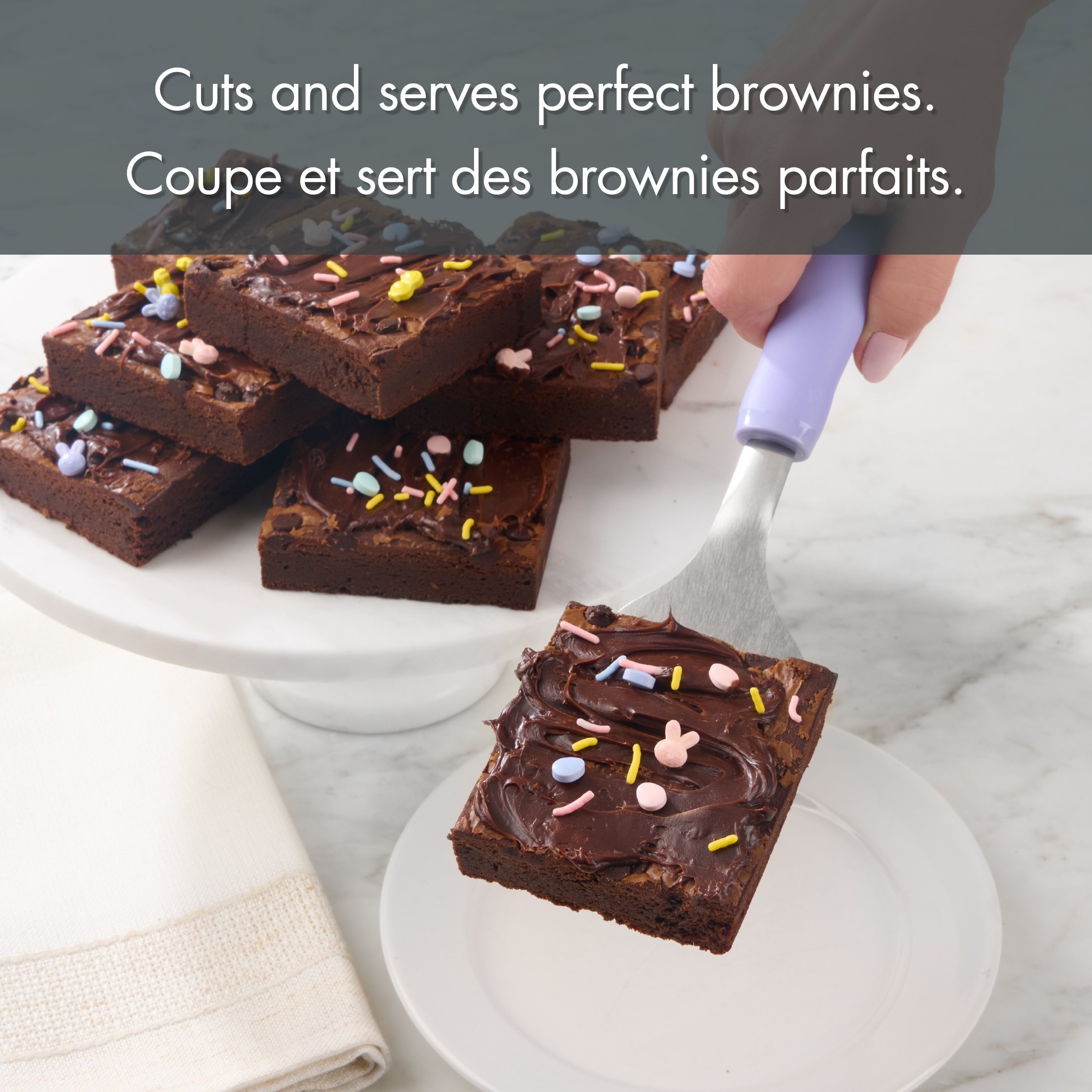 Spatule à dessert et à brownies en acier inoxydable Tout pour célébrer mauve, outil de pâtisserie pour Pâques