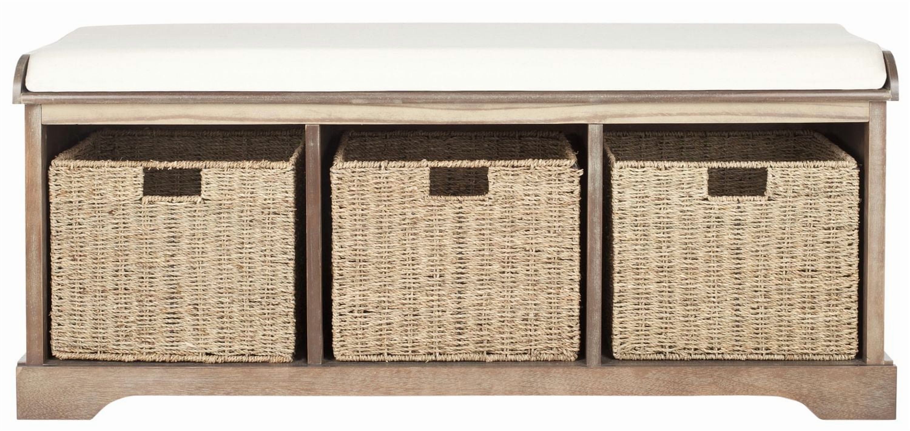 Safavieh Lonan 3 Wicker Basket Storage Bench with Cushion Top