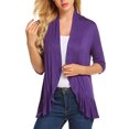 thumbnail image 1 of Women Casual Lightweight Open Front Cardigan Solid 3/4 Sleeve Loose Collar Draped Ruffles Cardigan, 1 of 3
