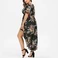 thumbnail image 4 of TIMIFIS Robe d'Été Boho Décontractée pour Femme à Imprimé Floral, Col en V, Manches Courtes, Plage, Taille Haute, Longue Maxi, 4 of 5