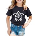 thumbnail image 1 of T-shirts Filles Mode Imprimé Tortue Col Rond Manches Courtes Décontractées Hauts Filles Noir 6-7 Ans, 1 of 3