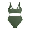 thumbnail image 4 of Wancir Women's Bikini Sets Women's Solid Color Conservative Split Pleated Swimsuit Set, 4 of 9