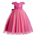 thumbnail image 2 of VKOYWKM Robe de Demoiselle d'Honneur pour Mariage Robe en Tulle à Paillettes Élégante à Manches Cap Courtes Col Ras du Cou Robe de Princesse pour Concours Robe de Soirée Formelle Robe de Bal Robe Tutu, 2 of 5