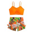 thumbnail image 1 of Kid Girl Swimsuit 2 Piece Summer Tankini Swimsuits Striped Ruffle Bathing Suit for Teens 9-10 Years, 1 of 7
