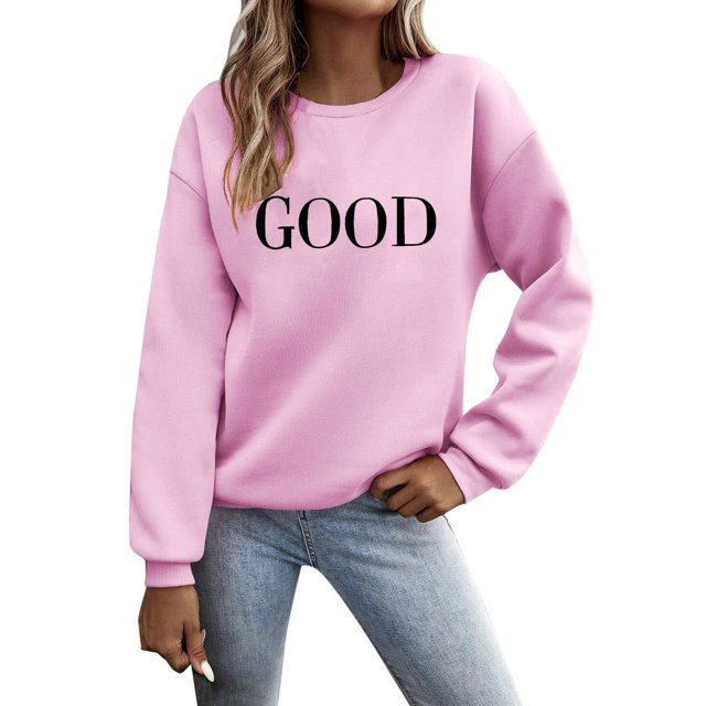 2025 Femmes Décontracté Long 4X Chandail à Manches T-Shirt Graphique T-Shirts Couleur Imprimé Col Rond Chandails Molletonnés Chandail Confortable Chandails Molletonnés pour Femmes Hauts pour Femmes