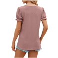 thumbnail image 4 of AherBiu Hauts pour Femmes Manches Courtes Bouffantes T-Shirts Col Rond Printemps Été Décontractés T-Shirts Unis Blouses, 4 of 6