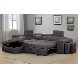 Positano - Modern Sofa Bed Sectional With Adjustable Headrests, Stools (Left Hand Facing)