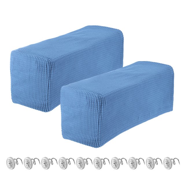 Unique Bargains 2pcs Stretch Armrest Covers, Couch Arm Covers with Twist Pin, Protector Slipcovers for Chairs Sofa Denim Blue