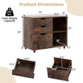 thumbnail image 3 of Gymax Classeur Mobile à 3 Tiroirs avec Tablette de Rangement Ouverte et Ajustable pour Bureau à Domicile Brun Rustique, 3 of 10