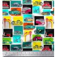 thumbnail image 1 of Soimoi Velvet Fabric Vehicles Patchwork Print Fabric by The Yard 58 Inch Wide, 1 of 3