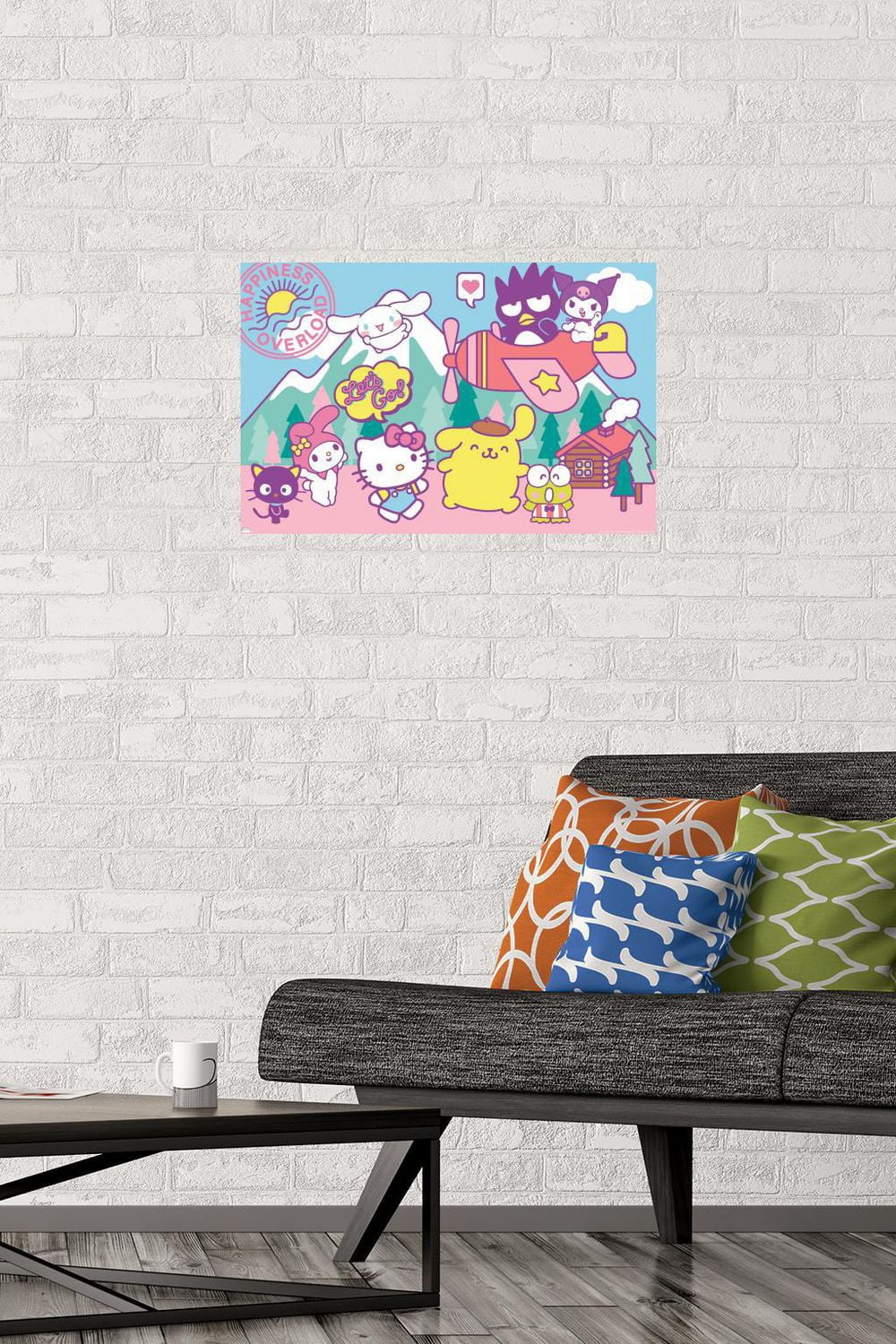 Hello Kitty and Friends - Happiness Overload Wall Poster, 14.725" x 22.375" Framed