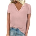 thumbnail image 1 of FAIWAD Womens Summer Tops Short Sleeve V Neck Pullover Shirts Loose Casual Solid Color Basic Tops, 1 of 3