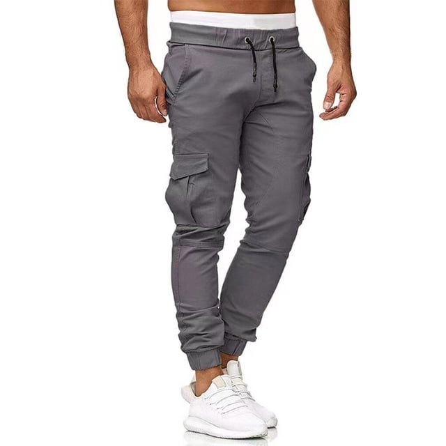 Cotton Men Trousers Solid Color Replacement Stylish Washable Pant Easy Easy Matching Middle Waist Home Long Pant Clothes Light Grey L