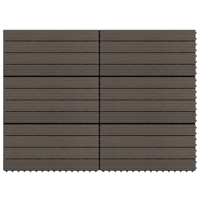 vidaXL Tuiles de Terrasse 6 Pcs WPC 60x30 cm 1,08 M2 Brun Foncé