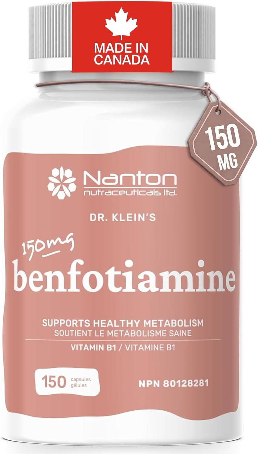 Benfotiamine Vitamin B1 150mg Supplement - High Absorption Thiamine for Increased Energy Production, Metabolism Support, 150 Vegan Capsules, Gluten-Free, Non-GMO, 5-Month Supply, Made in Canada