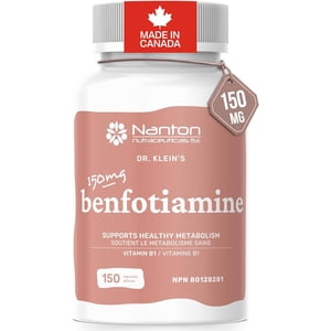 Benfotiamine Vitamin B1 150mg Supplement - High Absorption Thiamine for Increased Energy Production, Metabolism Support, 150 Vegan Capsules, Gluten-Free, Non-GMO, 5-Month Supply, Made in Canada