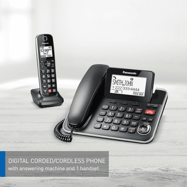 Panasonic KXTGF870B 2-in-1 Corded/Cordless Phone, 1 Handset, Black