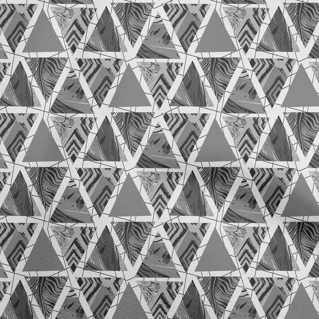 oneOone Polyester Spandex Gray Fabric Geometric Tropical Texture Fabric For Sewing Printed Craft Fabric By The Yard 56 Inch Wide