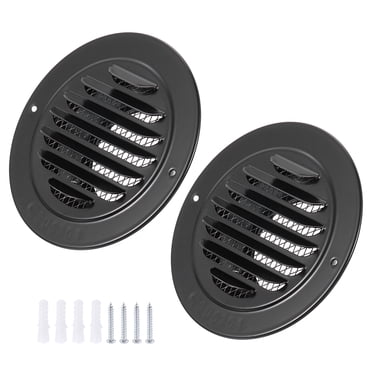 Unique Bargains 3" Round Air Vent Cover, 2pcs 304 Stainless Steel Louvered Grill Screen Mesh Ducting Vent for Ventilation, Black
