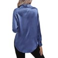 thumbnail image 3 of Innerwin Shirts Long Sleeve Ladies Tunic Tops Office Button Down Soft Blouse Blue L, 3 of 4