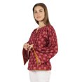 thumbnail image 2 of Moomaya Printed Top Full Sleeve Pleated Rayon Kurta Short Tunic Summer Blouse For Women, 2 of 7