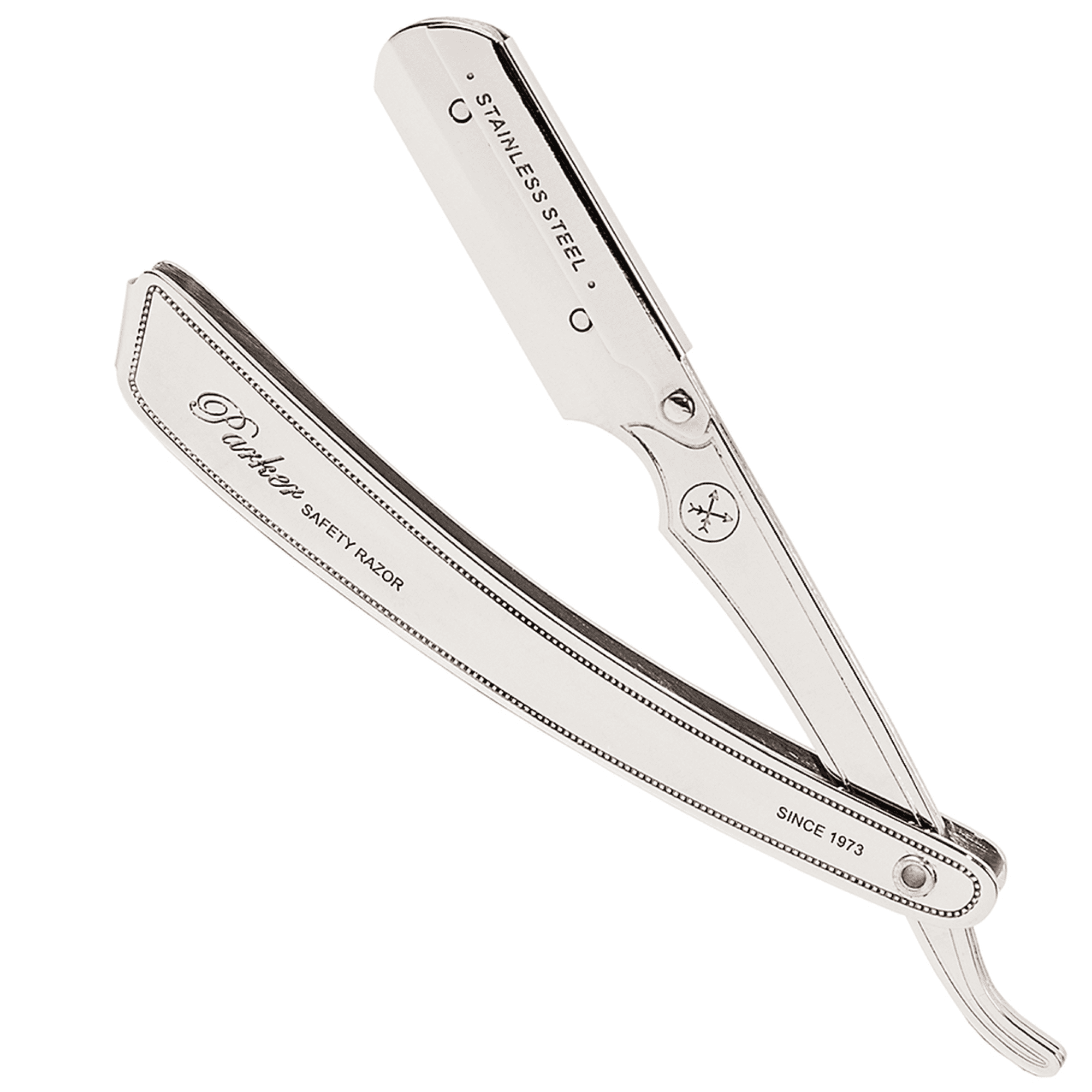 Parker Safety Razor SRX Heavy Duty/Professional 100% Stainless Steel Straight Edge Barber Razor and 5 Parker Premium Platinum Half Blades