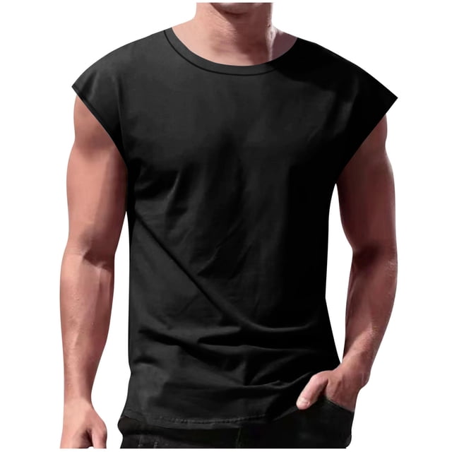 Timegard Tank Tops Men Crewneck Cap Sleeve Solid Color Basic Tee Casual Comfy Shirts Top Blouse Summer