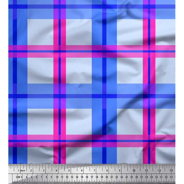 Soimoi Japan Crepe Satin Fabric Check Check Fabric Prints By Yard 42 Inch Wide