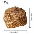 thumbnail image 3 of Handmade Woven Rattan Storage Basket with Lid Multipurpose Organizer Box Decorative Wicker Bin for Kitchen Shelf Desktop Picnic Food Bread Keys Entryway Living Room Bedroom Bathroom Decor, 3 of 4