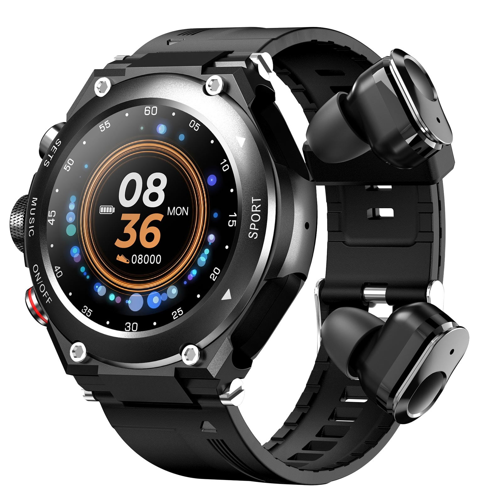 Sentmoon Electronics Gadgets T92 Smartwatch With Earbuds MP3 Bluetooth Earphones 3-in-1 1.28-inch Smartwatch With Built-in Wireless Earbuds Speaker Circular Fitness Music Electronics Gadgets Deals of
