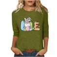 thumbnail image 2 of Xihbxyly Hauts Grande Taille pour Femmes Manches 3/4 T-shirt Imprimé Col Rond de Pâques Manches 3/4 Chandail Col Rond Cadeau de Vacances, 2 of 5