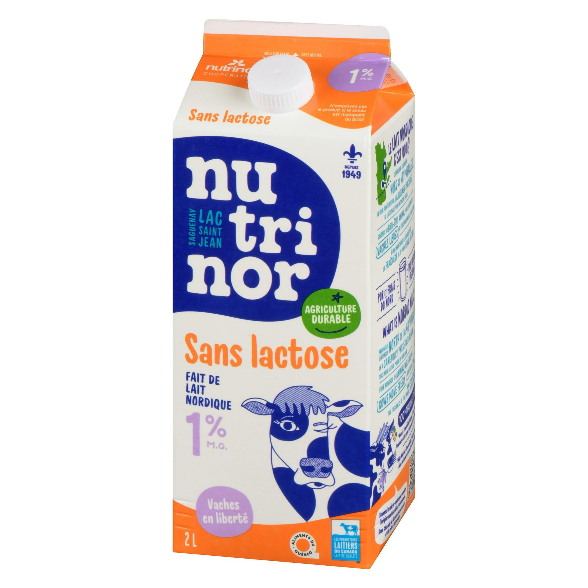 2L Lait Sans lactose 1 % Nutrinor