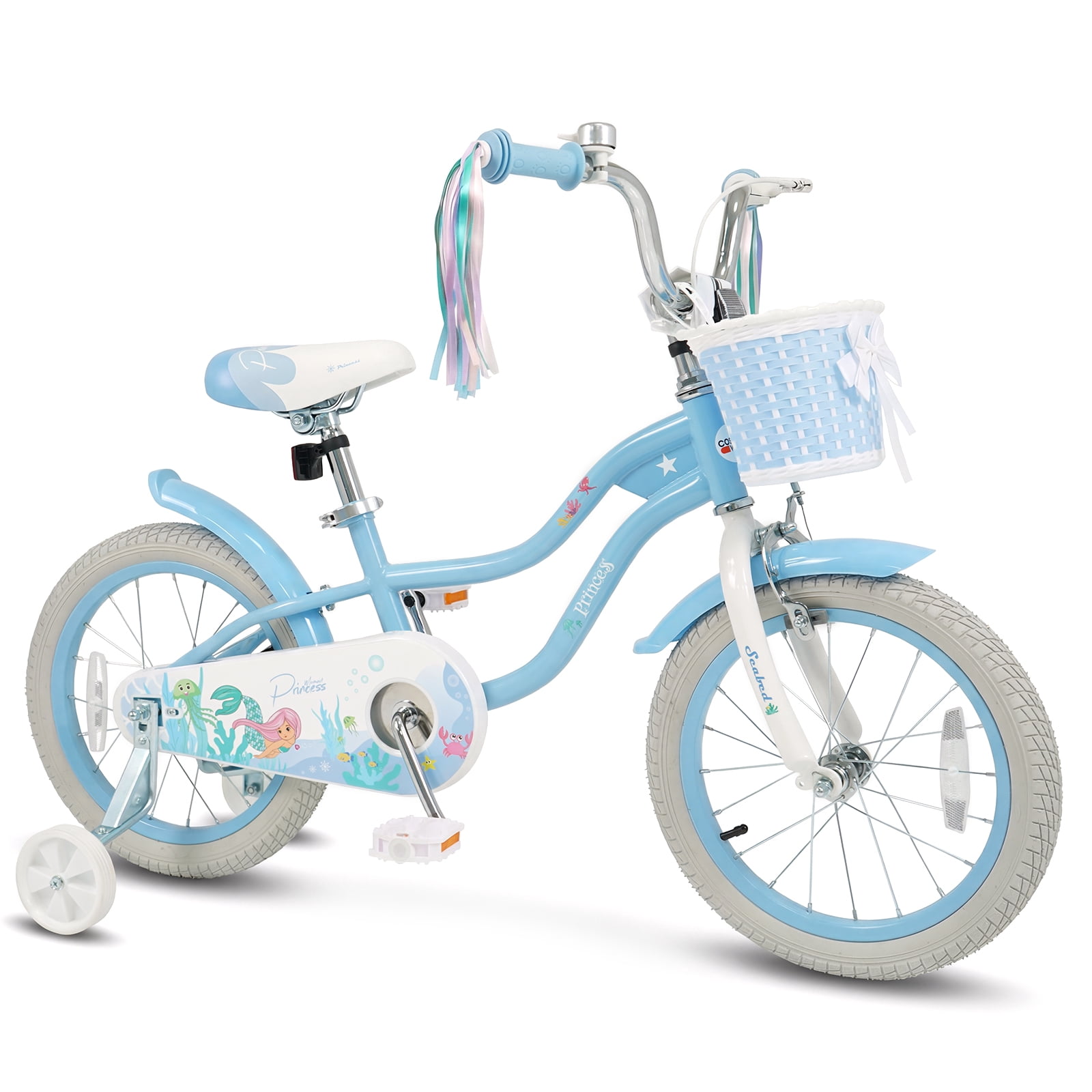 Costway 16" Kids Bike Toddler Bicycle with Training Wheels Hand & Coaster Brakes Handlebar Blue