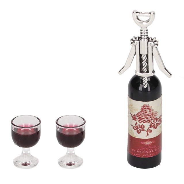 Miniature Red Wine Toy Model, Well Designed Doll House Red Wine Set Red Wine Glass For Friends For House Model