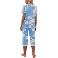 thumbnail image 3 of Gupgi Ensemble de Pyjama d'Été pour Femmes à la Maison, T-Shirts à Manches Courtes à Col en V et Pantalons Capri, 3 of 7