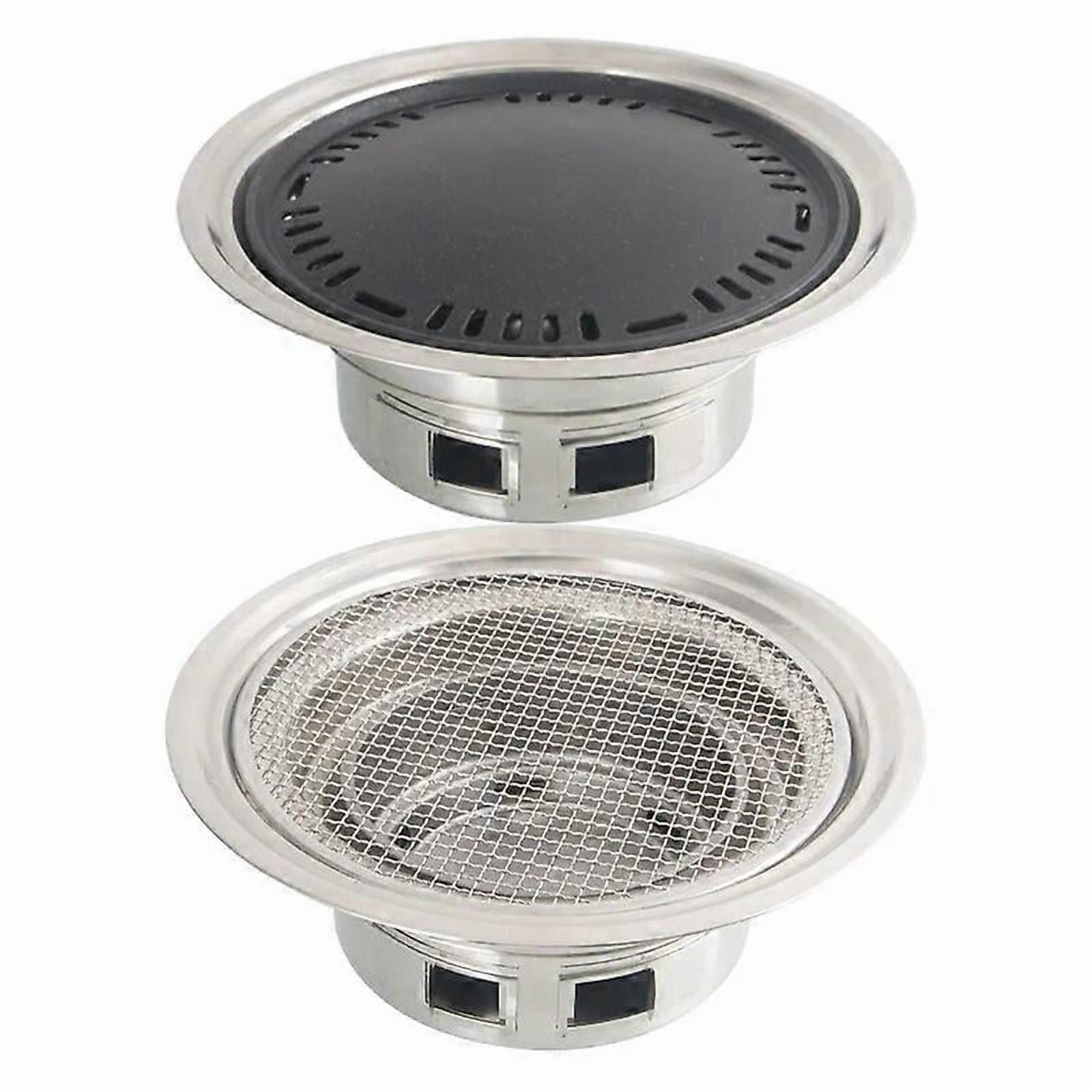 Korean Charcoal Barbecue Grill Round Non-stick Barbecue Grills Portable Charcoal Grill for Outdoor Camping BBQ Stainless Steel
