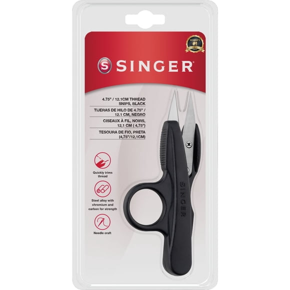 SINGER® 4.75 Inch / 12.1 cm Thread Snip, Black – Spring-Action Sewing Thread Clippers