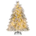 thumbnail image 1 of Gymax 4.5 FT Pre-Lit Artificial Christmas Tree Snow Flocked Full Xmas Tree, 1 of 10