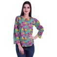 thumbnail image 2 of Moomaya Haut à Manches Longues Imprimé avec Patte de Boutonnage, Col Rond, Tunique d'Été Décontractée pour Femme, 2 of 5