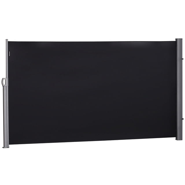 Écran d'Intimité Extérieur Rétractable 118 Pouces x 71 Pouces, Auvent Latéral Résistant aux UV et Imperméable avec Cadre en Acier, Tissu en Polyester Noir pour Patio, Jardin, Balcon et Terrasse