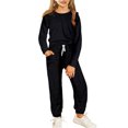 thumbnail image 1 of Toddler Girl Clothes 1-10years Girls Outfit, Short Sleeve Ruffle Bowknot Top+Floral Pants 2pcs Spring Summer Set, 1 of 3