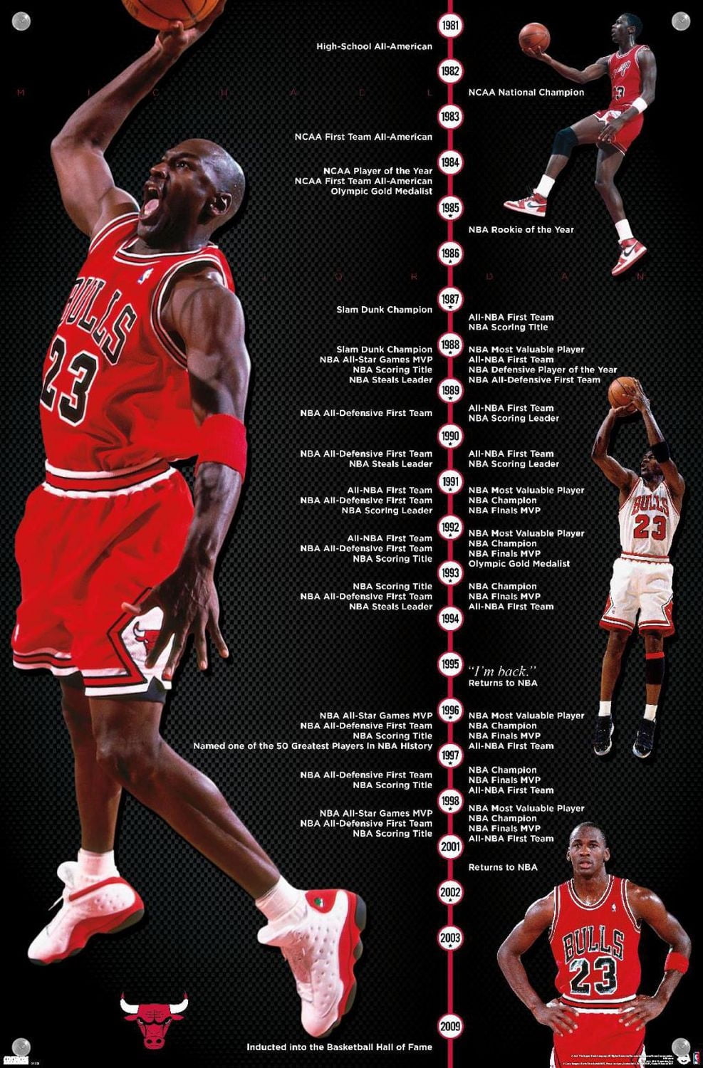 Michael Jordan - Timeline Wall Poster, 22.375" x 34" Framed