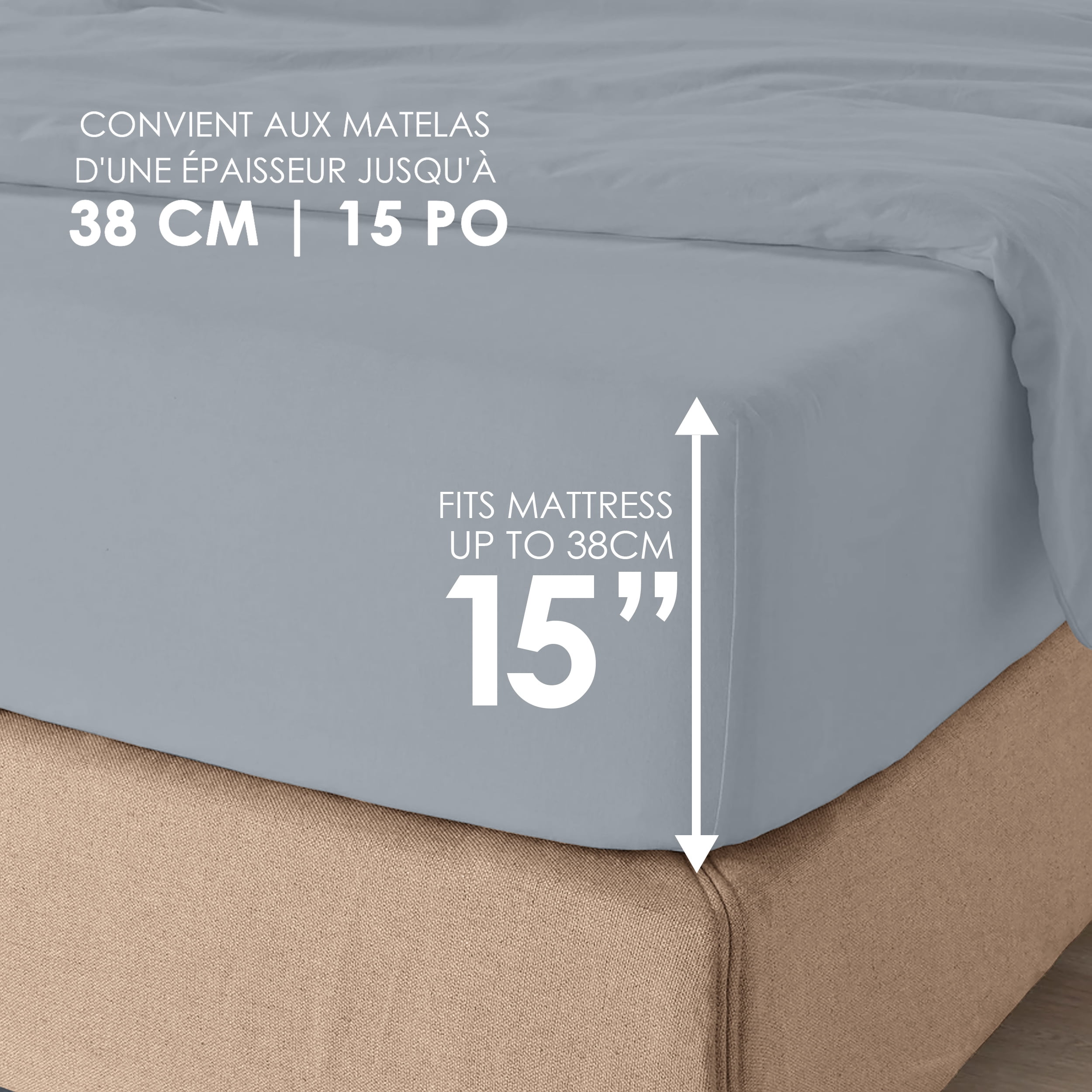 Ensemble de draps 100 % coton à contexture de 400 fils Hometrends, satin de coton