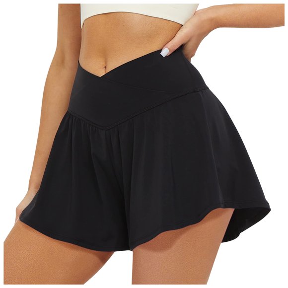 Yammkia Womens Outdoor Shorts Women's Athletic Running Shorts with Pockets Quick Dry Lightweight Workout Gym Shorts(Black,M)