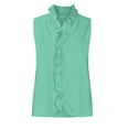 thumbnail image 4 of Women's Casual Solid Color Ruffle Collar Long Sleeve Ruffle Shirt Blouse V Neck Short Sleeve Shirt Tops, 4 of 9