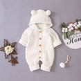 thumbnail image 3 of Nouveau-né Bébé Garçon Fille Hiver Sweat à Capuche Romper Combinaison Tricotée à Manches Longues, 3 of 6