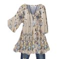 thumbnail image 1 of MAWCLOS Women Blouse V Neck Tops Ruched Tunic Shirt Elegant Beach Floral Print Pullover #12 S, 1 of 2