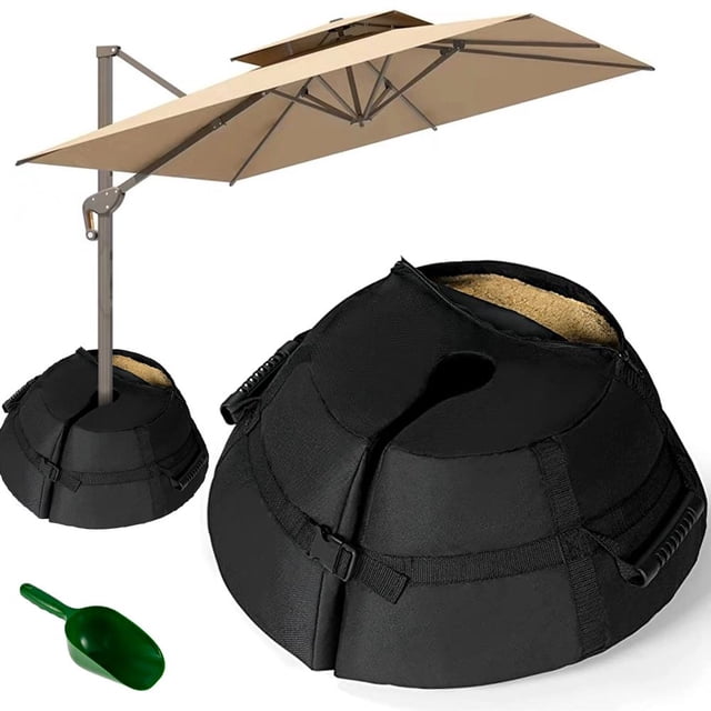 YOPTOP Base de Parapluie Sac de Poids 600D Sacs de Sable Robustes Résistants aux Intempéries Support de Parasol Base Noir Support de Parasol Extérieur avec Pelle pour Parasol Cour Extérieure